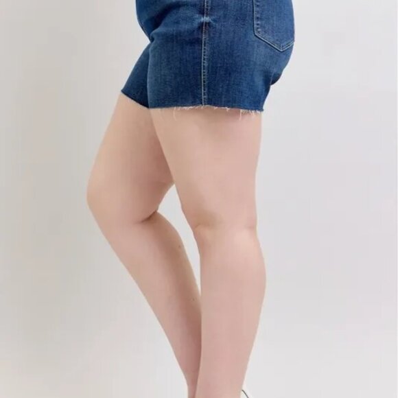 Judy Blue Plus Size High Waist‎ Criss-Cross Waistband Denim Shorts - Picture 4 of 10